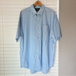 Ralph Lauren Blake Mens Short Sleeve Button Down Casaul Shirt Blue Plaid Size XL